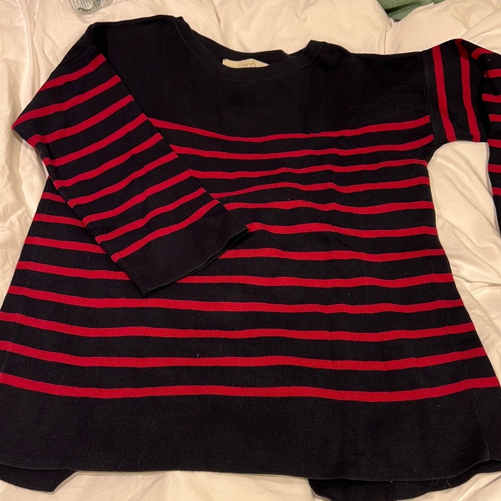 LOFT 3/4 sleeve stripe sweater